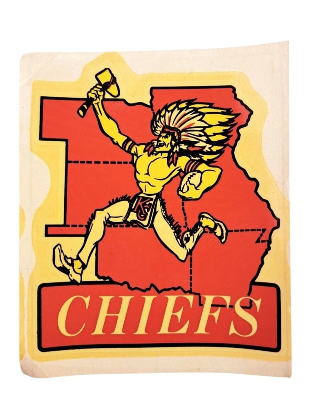 Vintage 1960s Kansas City Chiefs Decal Mascot Water Slide Unused Superior Decals